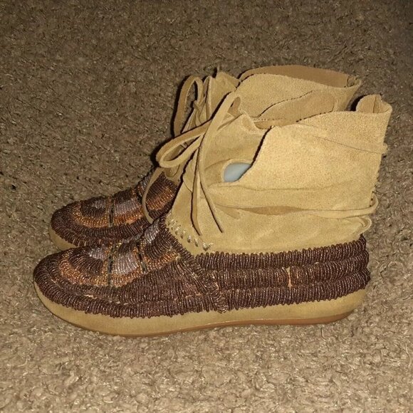 HOUSE OF HARLOW 1960-Maddie-Beaded Suede Moccasin Booties-36.5-Excellent - Picture 2 of 8